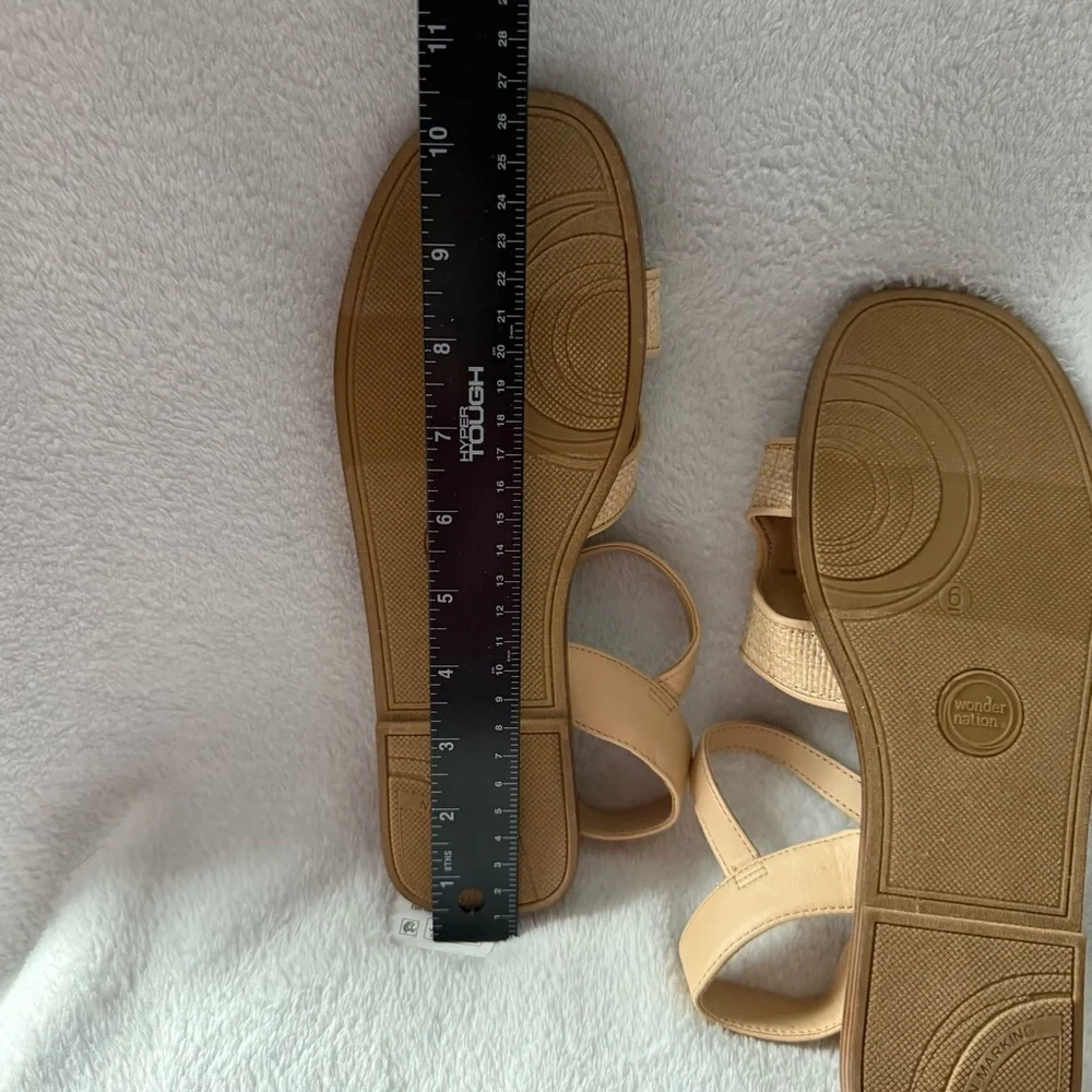Wonder Nation Beige‎ and Brown Sandals Girl Youth Size 6 New Adjustable